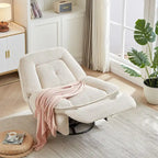 Corduroy Swivel Glider Recliner, Footrest for Living Room