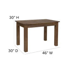 Flash Furniture 46 x 30 Rectangular Solid Pine Farm Dining Table