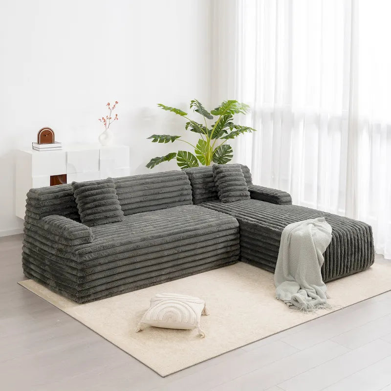 Modularna kutna sofa Cloud, moderna tapecirana sofa s 2 ukrasna jastuka, slobodno kombinirajuća modularna sofa u obliku slova L