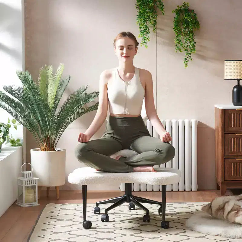 Pinmoco ergonomska uredska stolica s prekriženim nogama, podesiva meditacijska stolica, okretanje za 360°, lumbalna potpora, radna i uredska stolica, ADHD stolica