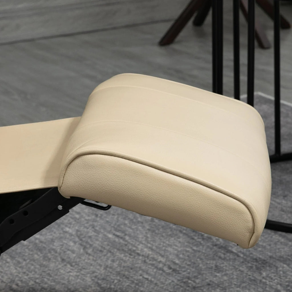 HomCom verstelbare handmatige relaxstoel van imitatieleer met draaivoet en comfortabele, ontspannende voetensteun