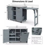 FAMYYT 78.3-Inch Outdoor Kitchen Island with Stainless Steel Countertop, Foldable BBQ Station, and Storage Cabinets, Grey Blue