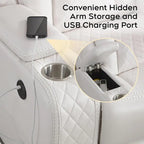 Elektrisch verstellbares Sofa mit kabellosem Ladegerät, Leselampe für das Wohnzimmer, Kunstleder, LED-Beleuchtung, AC-/USB-Anschluss und Getränkehalter, Schwarz