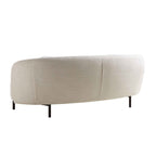 Divano curvo a 3 posti con cuscini sferici, misto lino beige