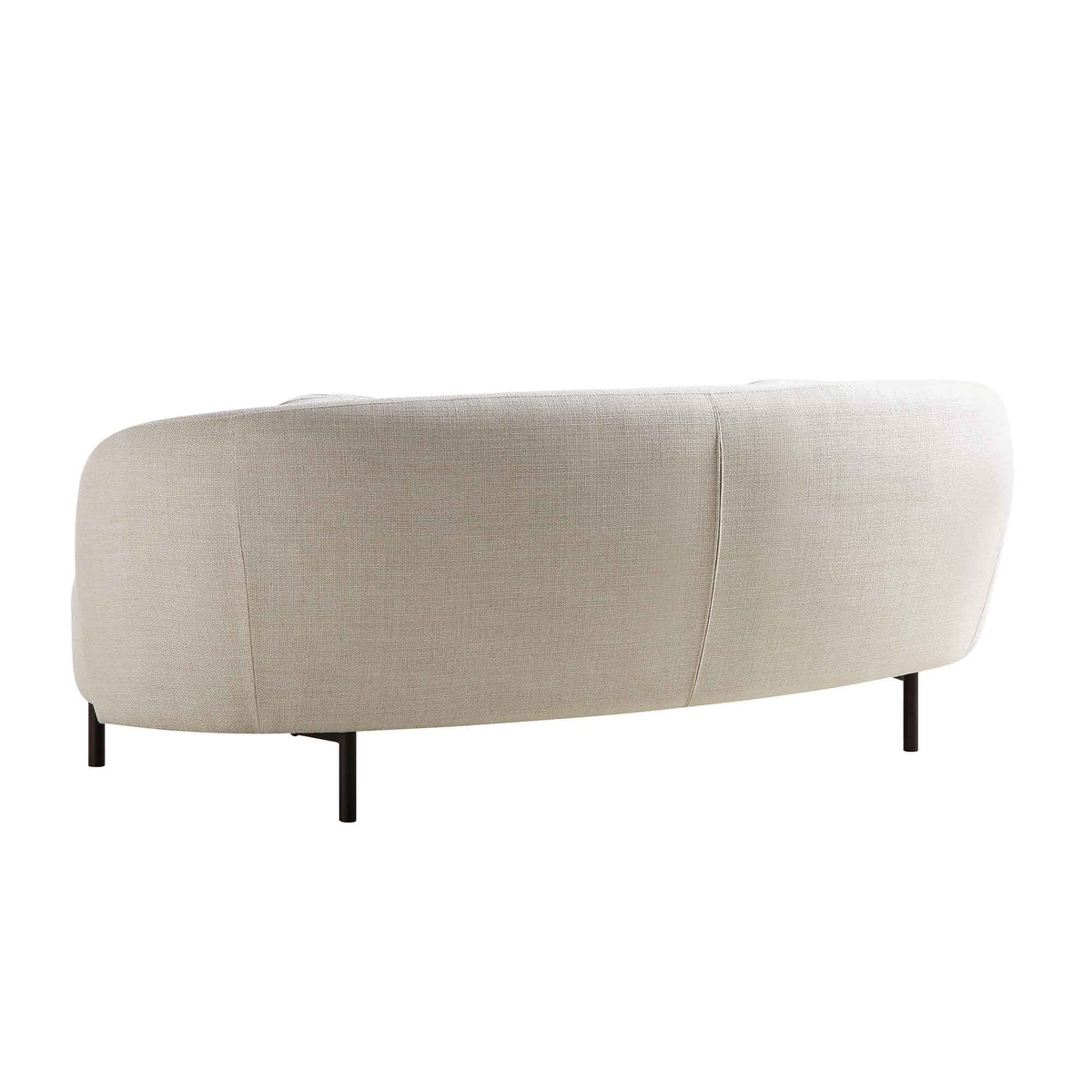 Divano curvo a 3 posti con cuscini sferici, misto lino beige