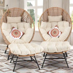 Sedia a uovo da interno FINCATI, sedia a uovo da esterno da 440 libbre, sedia a uovo oversize con pouf, sedia a uovo di lusso e confortevole con poggiapiedi