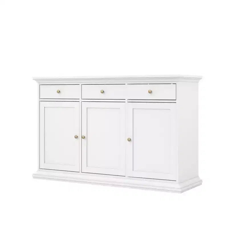 Tvilum, credenza con 3 ante e 3 cassetti, bianca