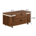 Multifunktionaler moderner Couchtisch mit Liftplatte, verborgenem Stauraum, 4 Hockern und Rollen – perfekt für moderne Wohnbereiche