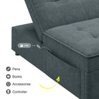 72.5 Linen 4-in-1 3-Seater Sleeper Sofa with 5-Level Adjustable Backrest And Storage Pocket