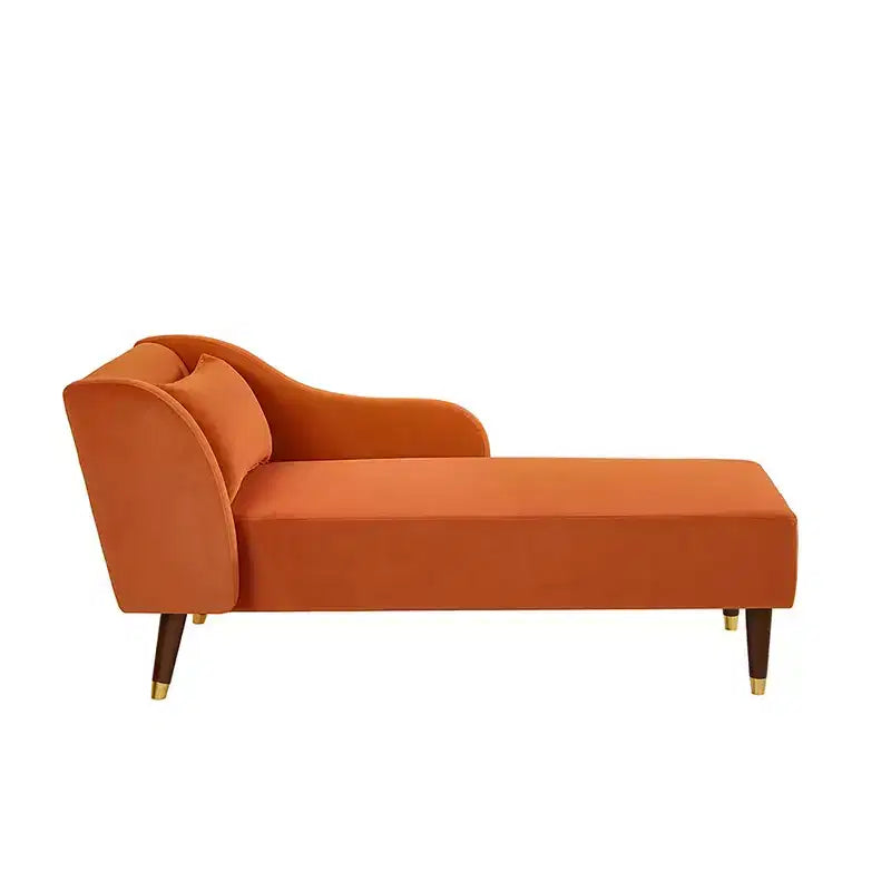 Moderne fluwelen chaise longue, gestoffeerde chaise longue met gebogen armleuning, slaapbank voor slaapkamer, kantoor of woonkamer