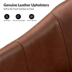 Pocono Transitional Genuine Leather Swivel Barrel Chair With Solid Wood Base Set of 2Artful Living Design