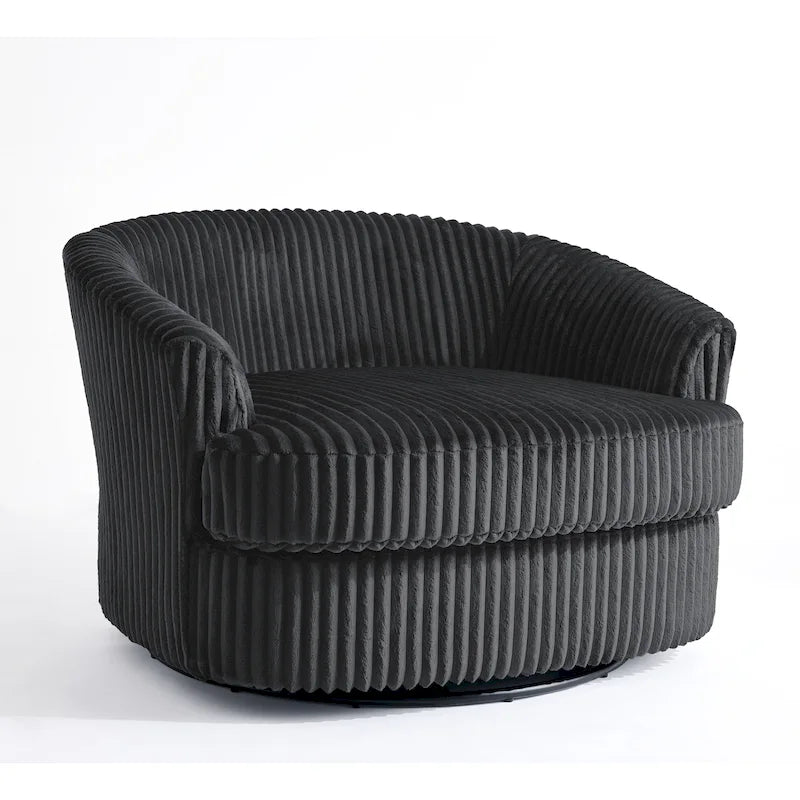 Extra grote 43 W pluche corduroy draaifauteuil met verzonken armleuningen en kuipvorm