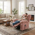 Massage Recliner Chair with Heat - 360 Swivel Rocker, Oversized Single Sofa w/ Vibration, USB & Storage Pockets for Living Room/Bedroom