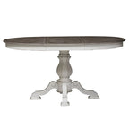 Magnolia Manor Round Pedestal Dining Table with Expandable Leaves - 2 Finishes