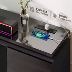 Skyzoo Electric Fireplace TV Stand for TVs up to 80 with LED Lights & 4 AC Power Outlets, TV console for Living Room