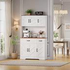 Keukenvoorraadkast van 71 inch met laadstation, groot aanrechtblad, magnetronstandaard en 2 laden, vitrinekastopbergruimte voor eetkamer en woonkamer