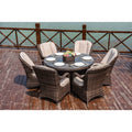 7-delige ronde eetset van rotan voor buiten op het terras, met kussens, van Moda Furnishings