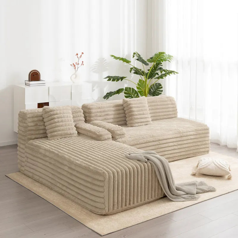 Modularna kutna sofa Cloud, moderna tapecirana sofa s 2 ukrasna jastuka, slobodno kombinirajuća modularna sofa u obliku slova L