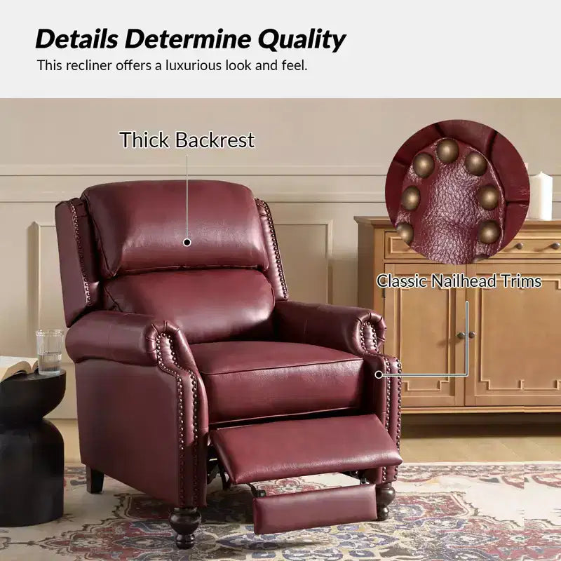 Set van 2 moderne Elisabete-fauteuils met hoge rugleuning van echt leer en vintage spijkerkopafwerking voor woonkamer en slaapkamer| ART OF LIVING DESIGNS