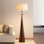 Moderne konisch zulaufende Metall-Stehlampe mit Stoffschirm