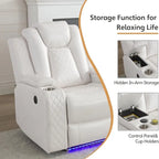 Elektrisch verstellbares Sofa mit kabellosem Ladegerät, Leselampe für das Wohnzimmer, Kunstleder, LED-Beleuchtung, AC-/USB-Anschluss und Getränkehalter, Schwarz