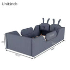 Whisen Twin Platform Bed, Kids Floor Upholstered Bed Frame with Rabbit Cushion, Removable Side Rails