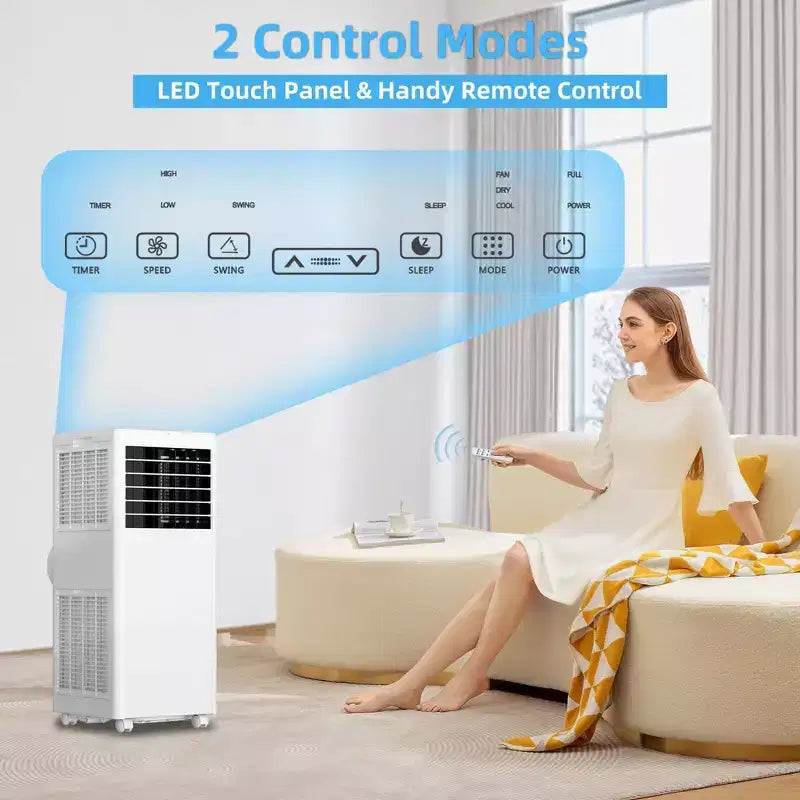 Prijenosni klima-uređaj snage 8K BTU - 3-u-1 hlađenje, odvlaživač i ventilator za 350 četvornih stopa s noćnim načinom rada i jednogodišnjim jamstvom