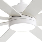 65 Inch 8-Blade Black LED Ceiling Fan with Light and Remote