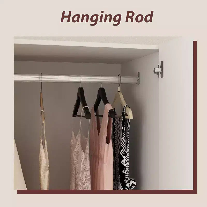 Hitow Kleiderschrank mit 2 großen Schubladen, mittlerem Hängeregal und Spiegel im minimalistischen Stil