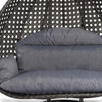 Poltrona sospesa a uovo LeisureMod per 2 persone con supporto - Altalena da patio in rattan intrecciato per esterni/interni, chaise longue con cuscini