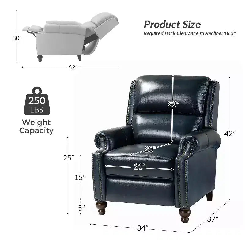 Set van 2 moderne Elisabete-fauteuils met hoge rugleuning van echt leer en vintage spijkerkopafwerking voor woonkamer en slaapkamer| ART OF LIVING DESIGNS