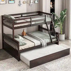 Gymax Etagenbett Twin über Full mit ausziehbarem Twin-Bett, umwandelbare Plattform