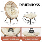 Sedia a uovo da interno FINCATI, sedia a uovo da esterno da 440 libbre, sedia a uovo oversize con pouf, sedia a uovo di lusso e confortevole con poggiapiedi