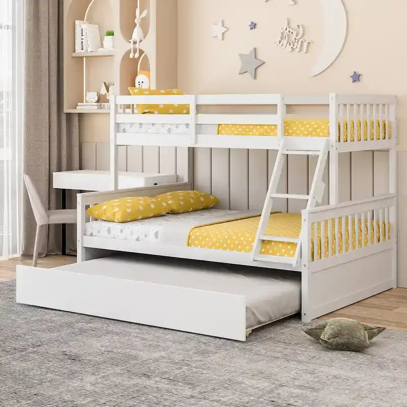 Gymax Etagenbett Twin über Full mit ausziehbarem Twin-Bett, umwandelbare Plattform