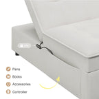 72.5 Linen 4-in-1 3-Seater Sleeper Sofa with 5-Level Adjustable Backrest And Storage Pocket