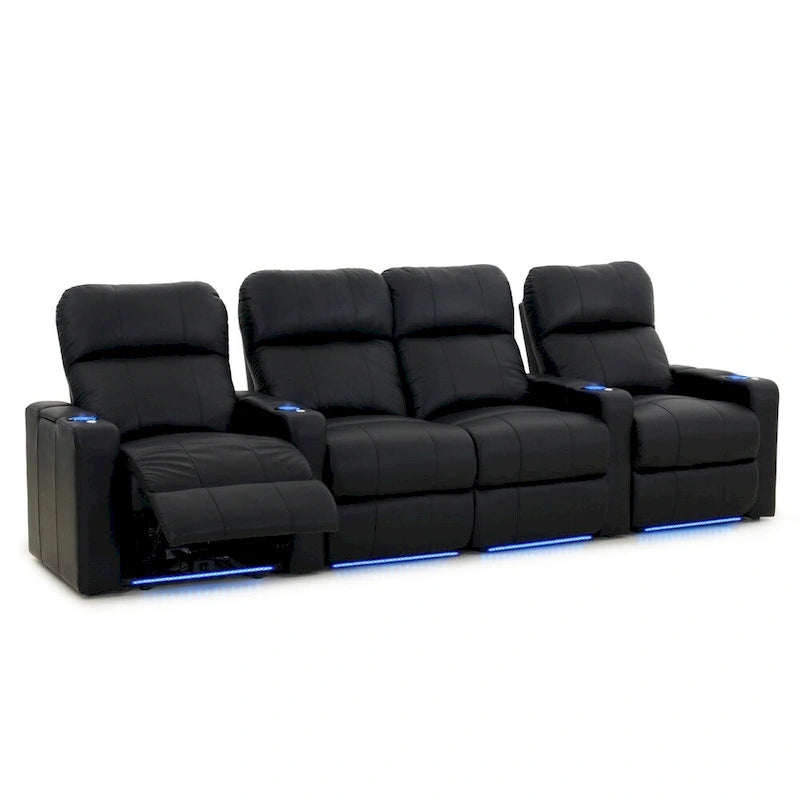 Set di poltrone reclinabili elettriche in pelle per home theater Octane Turbo XL700 (fila da 4)