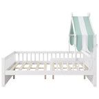Letto a casetta in legno ModernLuxe per letto singolo/matrimoniale con testiera contenitore, struttura letto per bambini in pino massello con sponde di sicurezza