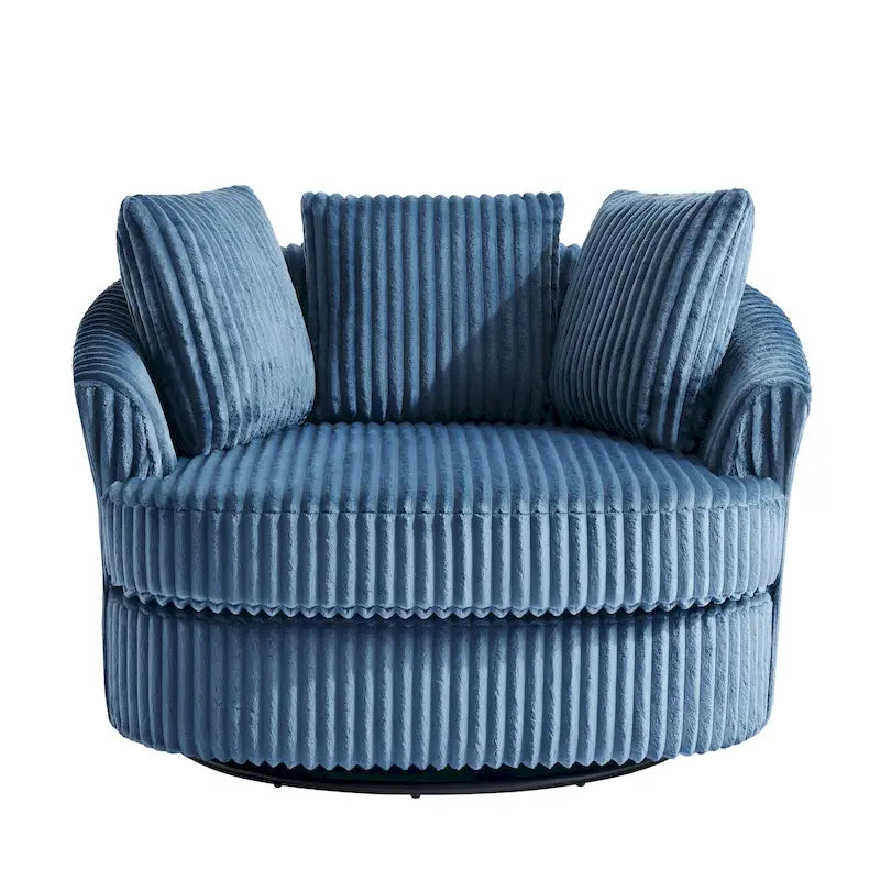 Extra grote 43 W pluche corduroy draaifauteuil met verzonken armleuningen en kuipvorm