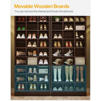 Hoge schoenenkast voor 30 paar schoenen, 10 etages, wit houten schoenenrek voor kledingkast en hal - 10 etages