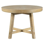Farmhouse Round Extendable Dining Table with 16 Leaf Wood Kitchen Table