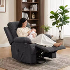 Poltrona reclinabile a dondolo girevole a 360° oversize con massaggio e calore - sedia lounge ergonomica con portabicchieri e tasche laterali per soggiorno e cameretta