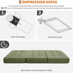 Divano letto con materasso pieghevole a tre sezioni SunnyFurn da 15 cm, 190,5 x 138 cm, letto per ospiti pieghevole in schiuma con velluto a coste trapuntato, portatile per campeggio, soggiorno e camera da letto