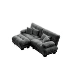 L Shaped Loveseat Sofa Chenille Sectional Couch with Lumbar Pillows
