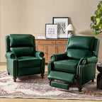 Set van 2 moderne Elisabete-fauteuils met hoge rugleuning van echt leer en vintage spijkerkopafwerking voor woonkamer en slaapkamer| ART OF LIVING DESIGNS