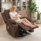 Poltrona reclinabile a dondolo girevole a 360° oversize con massaggio e calore - sedia lounge ergonomica con portabicchieri e tasche laterali per soggiorno e cameretta