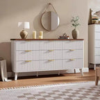 Dressoir met 9 laden en geribbelde voorkant, moderne ladekast, houten dressoir/TV-meubel met gebogen profiel, voor woonkamer of hal