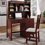 Okak moderner Schreibtisch aus Holz für das Homeoffice mit Tischplatte/Stuhl und Bücherregal, Stauraum-Schreibtisch für Jugendliche und Studierende zum Lernen und Arbeiten