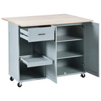Isola da cucina con piano di lavoro pieghevole, carrello portaoggetti da cucina con ripiano estraibile, portasciugamani e cassetto, ruote girevoli