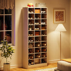 Hoge schoenenkast voor 30 paar schoenen, 10 etages, wit houten schoenenrek voor kledingkast en hal - 10 etages