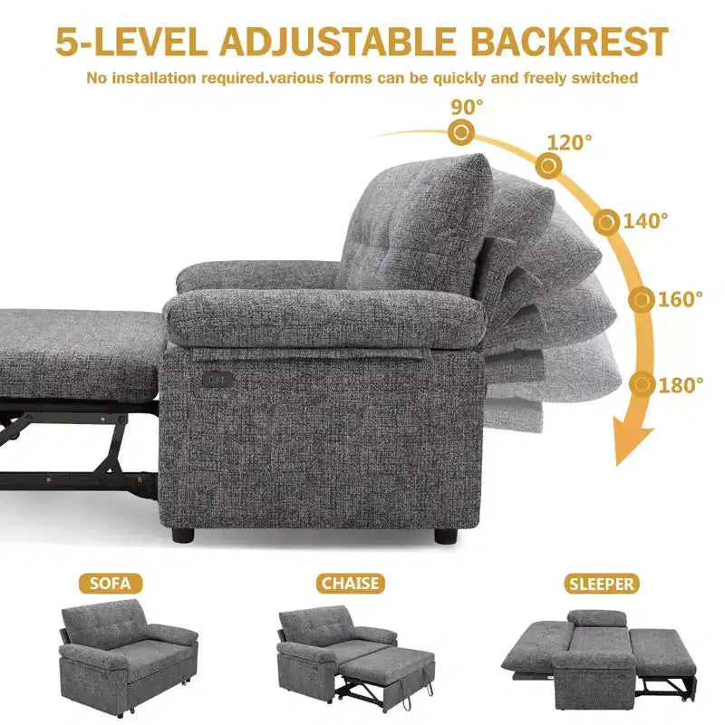 Dyonery 3-in-1-Schlafsofa, ausziehbares Schlafsofa mit verstellbarer Rückenlehne